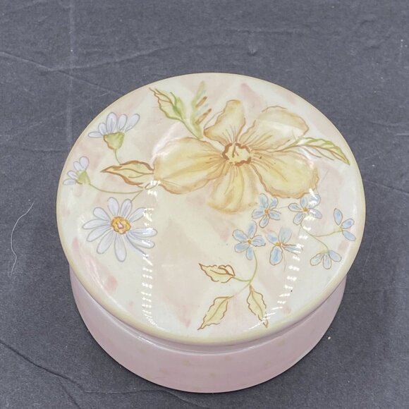 Vtg Tracy Porter Trinket Box Lid Embrace the Sweetness Life Pink Floral Round - Picture 12 of 13